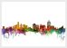 Medium Cincinnati Ohio Watercolour Skyline (Wood Frame - White)