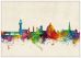 Large Florence Watercolour Skyline (Wood Frame - White)