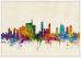 Large Milan Watercolour Skyline (Wood Frame - White)