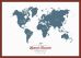 Medium Personalised Travel Map of the World - Teal (Pinboard & framed - Dark Oak)