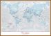 Large Personalised World Is Art - Wall Map Aqua (Wood Frame - Teak)