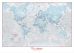 Large Personalised World Is Art - Wall Map Aqua (Wood Frame - White)