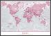 Large Personalised World Is Art - Wall Map Pink (Wood Frame - Black)