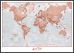 Large Personalised World Is Art - Wall Map Red (Wood Frame - Black)