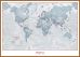 Large Personalised World Is Art - Wall Map Teal (Wood Frame - Teak)