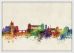 Medium Rome Watercolour Skyline (Wood Frame - White)