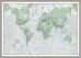 Small The World Is Art - Wall Map Green (Pinboard & framed - Silver)