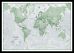 Small The World Is Art - Wall Map Green (Pinboard & framed - Black)