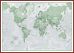 Huge The World Is Art - Wall Map Green (Pinboard & framed - Dark Oak)