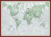 Small The World Is Art - Wall Map Green (Pinboard & framed - Dark Oak)