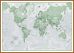 Large The World Is Art - Wall Map Green (Wood Frame - Teak)