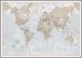 Large The World Is Art - Wall Map Neutral (Pinboard & framed - Silver)