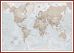 Large The World Is Art - Wall Map Neutral (Pinboard & framed - Dark Oak)