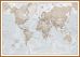 Large The World Is Art - Wall Map Neutral (Wood Frame - Teak)