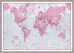 Medium The World Is Art - Wall Map Pink (Pinboard & framed - Silver)