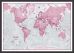 Medium The World Is Art - Wall Map Pink (Wood Frame - Black)