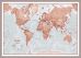 Medium The World Is Art - Wall Map Red (Pinboard & framed - Silver)