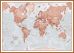 Large The World Is Art - Wall Map Red (Wood Frame - Teak)