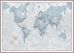 Large The World Is Art - Wall Map Teal (Pinboard & framed - Silver)