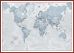 Large The World Is Art - Wall Map Teal (Pinboard & framed - Dark Oak)