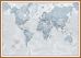 Large The World Is Art - Wall Map Teal (Wood Frame - Teak)