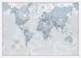 Large The World Is Art - Wall Map Teal (Wood Frame - White)