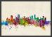 Medium Vancouver Canada Watercolour Skyline (Pinboard & wood frame - Black)