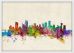 Medium Vancouver Canada Watercolour Skyline (Wood Frame - White)