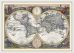 Medium Vintage Double Hemisphere World Map 1700 (Wood Frame - White)