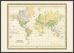 Large Vintage Mercators Projection World Map 1858 (Wood Frame - Black)
