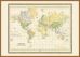 Large Vintage Mercators Projection World Map 1858 (Wood Frame - Teak)