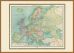 Large Vintage Political Europe Map 1922 (Wood Frame - Teak)