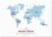 Large Personalised Travel Map of the World - Aqua (Pinboard)