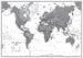 Huge World Wall Map Political Black & White (Rolled Canvas - No Frame)