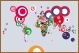 Large World Abstract Flags Art Map of the World (Pinboard & wood frame - Teak)