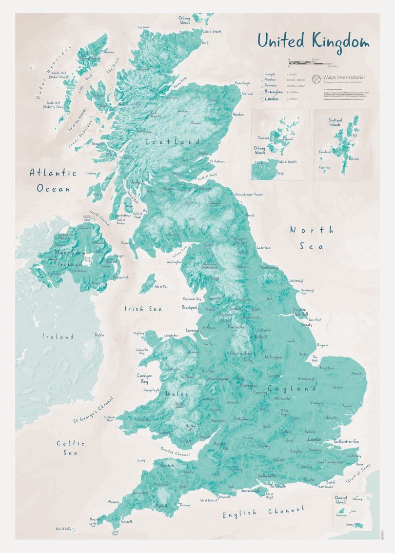 UK as Art Map - Tarragon (Matt Art Paper)