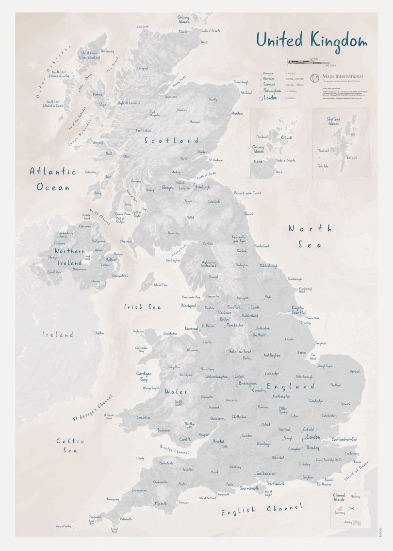 UK as Art Map - Lead (Matt Art Paper)