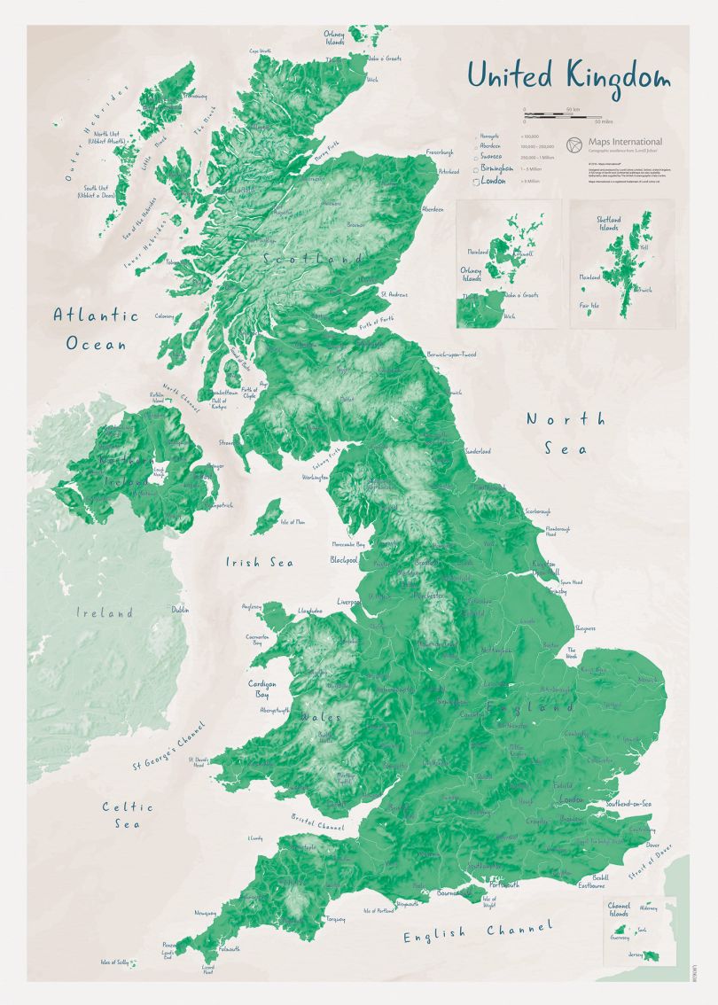 UK as Art Map - Shamrock (Matt Art Paper)