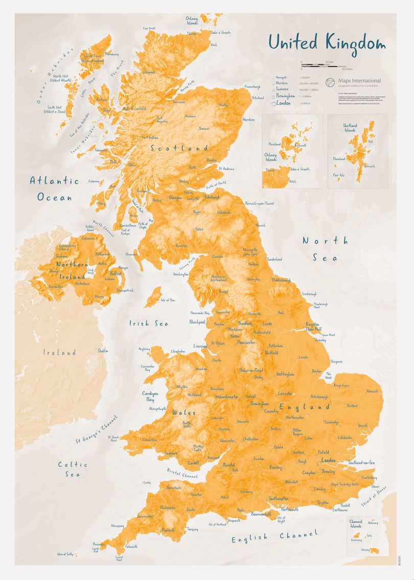 UK as Art Map - Saffron (Matt Art Paper)