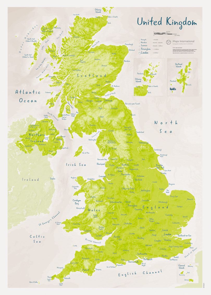 UK as Art Map - Parakeet (Matt Art Paper)
