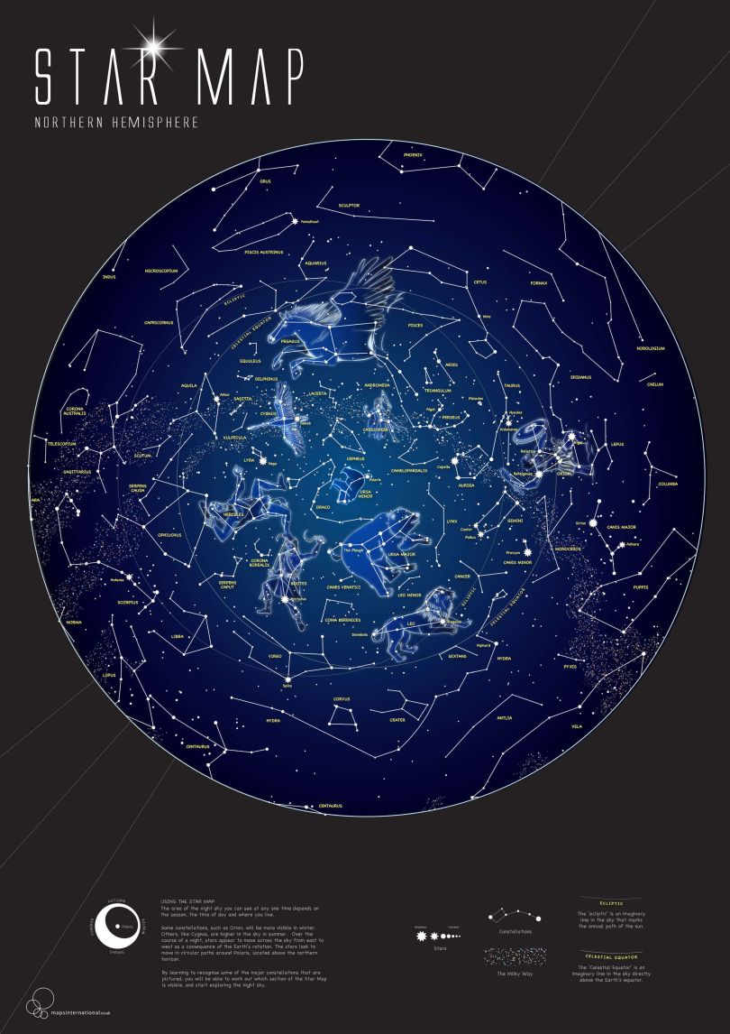 Glow in the Dark Star Map (Pinboard & wood frame - Black)