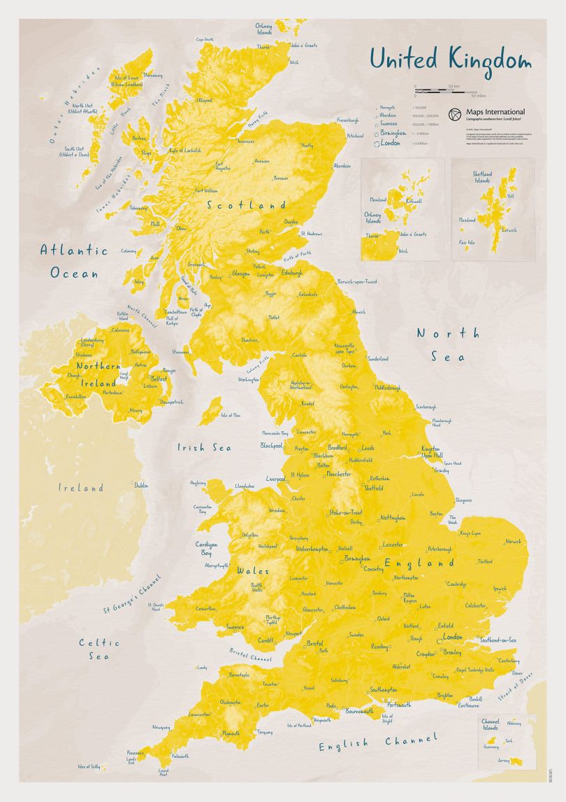 UK as Art Map - Daffodil (Matt Art Paper)