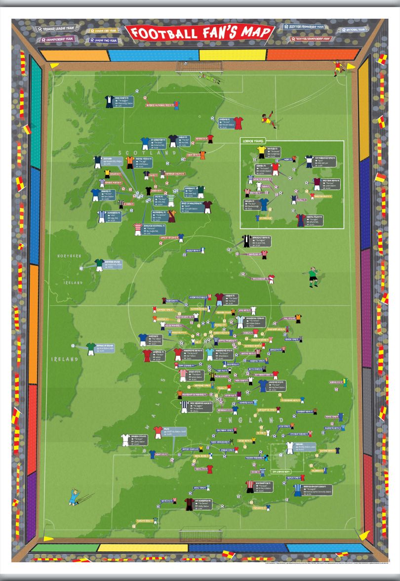 Large Football Fan's Stadium Map (Hanging bars)