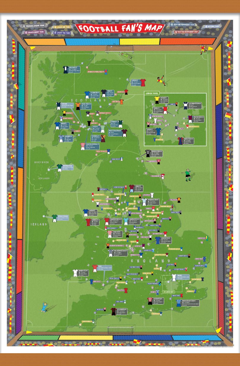 Medium Football Fan's Stadium Map (Wooden hanging bars)