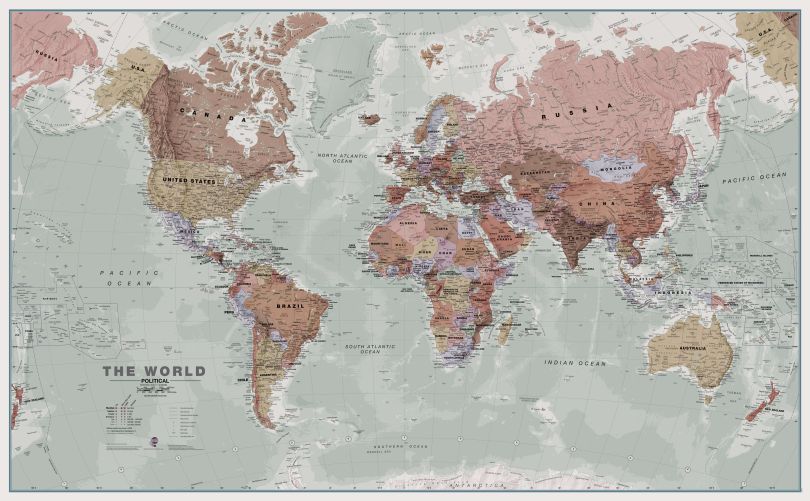 Medium Executive World Wall Map Political (Raster digital)