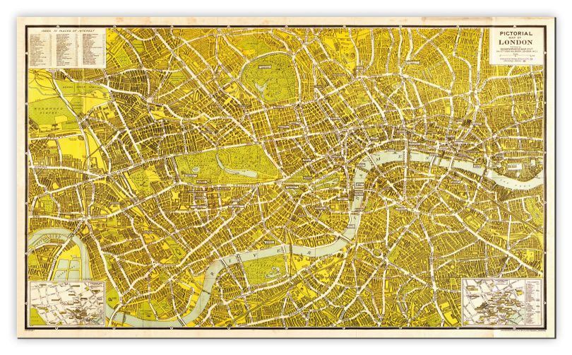 Huge A-Z Pictorial Canvas Map Central London 1938 (Canvas)