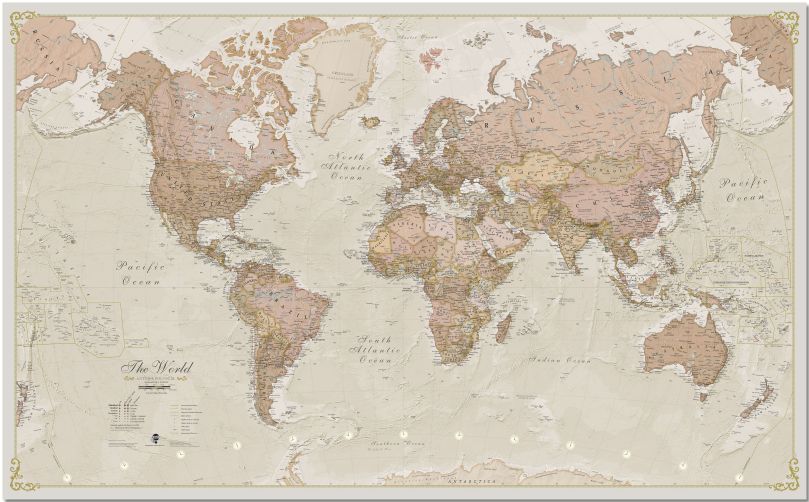 Medium Antique World Map (Pinboard)