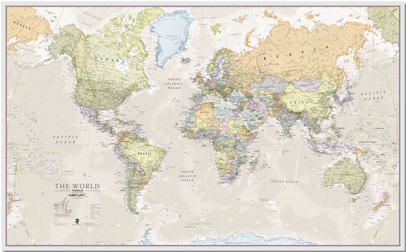Large Classic World Map (Pinboard)