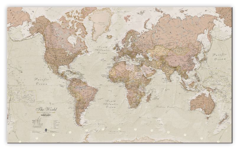 Huge Antique World Map (Rolled Canvas - No Frame)