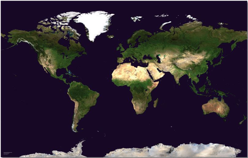 Large Satellite Map of the World (Pinboard)